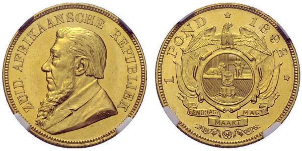 1 Pond Afrique du Sud Or Paul Kruger (1825 - 1904)