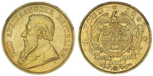 1 Pond Afrique du Sud Or Paul Kruger (1825 - 1904)