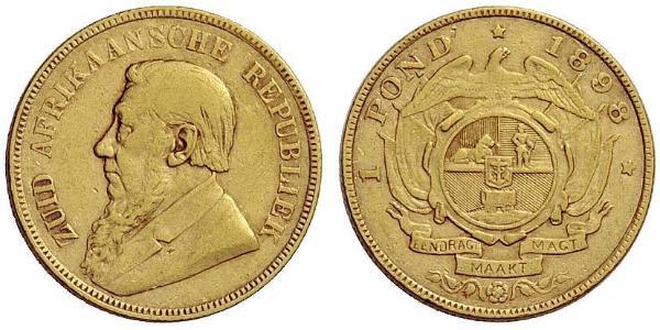 1 Pond Afrique du Sud Or Paul Kruger (1825 - 1904)