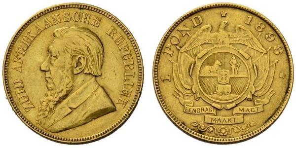 1 Pond Afrique du Sud Or Paul Kruger (1825 - 1904)