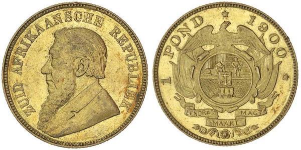 1 Pond Afrique du Sud Or Paul Kruger (1825 - 1904)