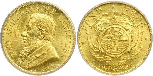 1 Pond Sudafrica Oro Paul Kruger (1825 - 1904)
