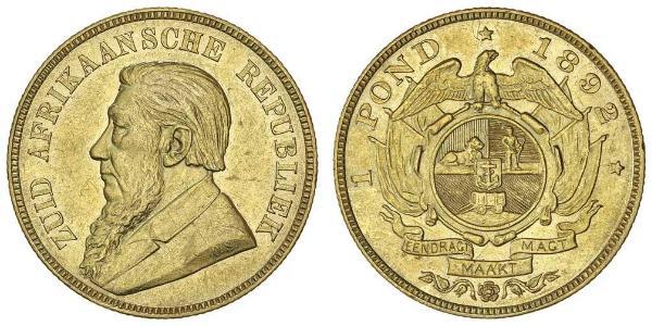 1 Pond Sudáfrica Oro Paul Kruger (1825 - 1904)