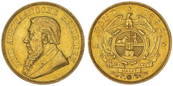 1 Pond Южно-Африканская Республика Золото Крюгер, Пауль (1825 - 1904)