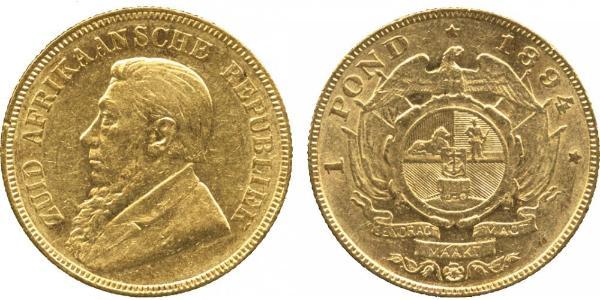 1 Pond Южно-Африканская Республика Золото Крюгер, Пауль (1825 - 1904)