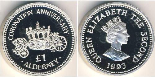 1 Pound Feriind Kiningrik (1922-) Argent Elizabeth II (1926-2022)