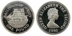 1 Pound Isola di Jersey Argento Elisabetta II (1926-2022)