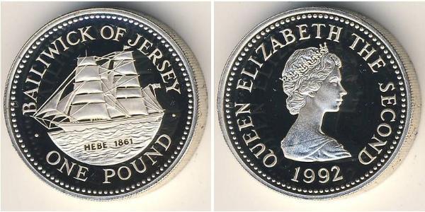 1 Pound Isola di Jersey Argento Elisabetta II (1926-2022)