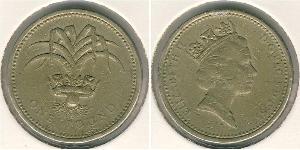 1 Pound Feriind Kiningrik (1922-) Nickel/Laiton Elizabeth II (1926-2022)