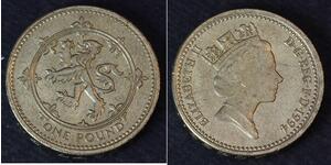 1 Pound Feriind Kiningrik (1922-) Nickel/Laiton Elizabeth II (1926-2022)