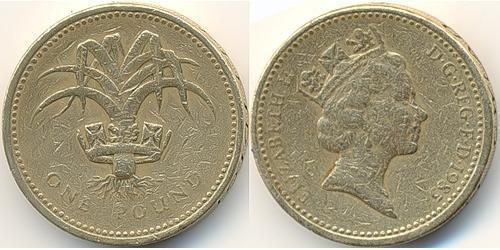 1 Pound Feriind Kiningrik (1922-) Nickel/Laiton Elizabeth II (1926-2022)