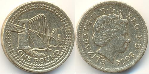 1 Pound Reino Unido (1922-) Níquel/Latón Isabel II (1926-2022)