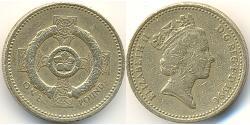 1 Pound Regno Unito (1922-) Ottone/Nichel Elisabetta II (1926-2022)
