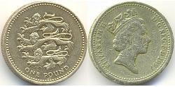 1 Pound Regno Unito (1922-) Ottone/Nichel Elisabetta II (1926-2022)
