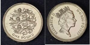 1 Pound Regno Unito (1922-) Ottone/Nichel Elisabetta II (1926-2022)