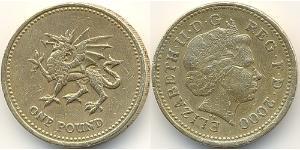 1 Pound Regno Unito (1922-) Ottone/Nichel Elisabetta II (1926-2022)