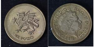 1 Pound Regno Unito (1922-) Ottone/Nichel Elisabetta II (1926-2022)