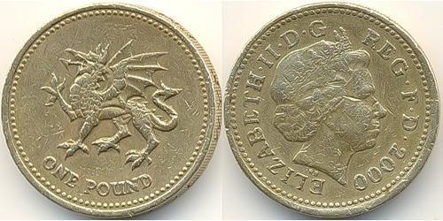 1 Pound Regno Unito (1922-) Ottone/Nichel Elisabetta II (1926-2022)