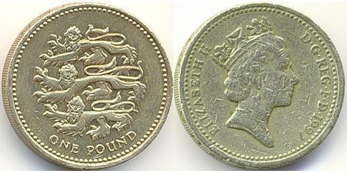 1 Pound Regno Unito (1922-) Ottone/Nichel Elisabetta II (1926-2022)