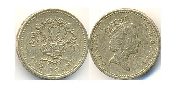 1 Pound Regno Unito (1922-) Ottone/Nichel Elisabetta II (1926-2022)