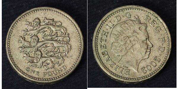 1 Pound Regno Unito (1922-) Ottone/Nichel Elisabetta II (1926-2022)