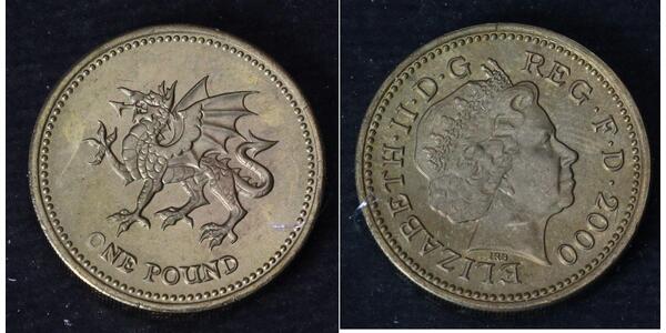 1 Pound Regno Unito (1922-) Ottone/Nichel Elisabetta II (1926-2022)