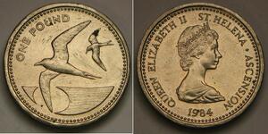 1 Pound Isla Ascensión / Santa Helena (1981 - ) Plata Isabel II (1926-2022)
