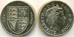 1 Pound Regno Unito (1922-) Rame/Acciaio Elisabetta II (1926-2022)