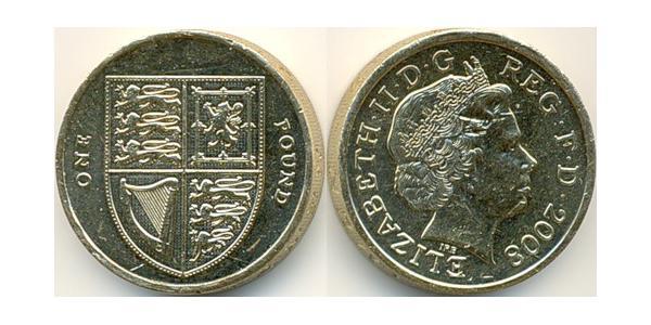 1 Pound Regno Unito (1922-) Rame/Acciaio Elisabetta II (1926-2022)