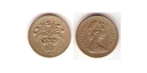 1 Pound Regno Unito (1922-) Tin/Rame/Alluminio/Zinco Elisabetta II (1926-2022)