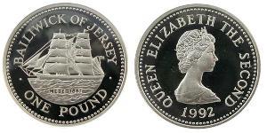 1 Pound Jersey 銀 伊丽莎白二世 (1926-2022)