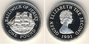 1 Pound Jersey 銀 伊丽莎白二世 (1926-2022)