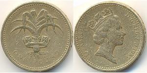 1 Pound United Kingdom (1922-) 黃銅/镍 伊丽莎白二世 (1926-2022)