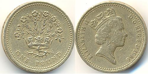 1 Pound United Kingdom (1922-) 黃銅/镍 伊丽莎白二世 (1926-2022)