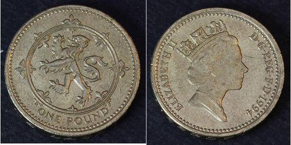 1 Pound United Kingdom (1922-) 黃銅/镍 伊丽莎白二世 (1926-2022)