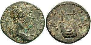 1 Quadrans Imperio romano (27BC-395) Bronce Adriano  (76 - 138) 