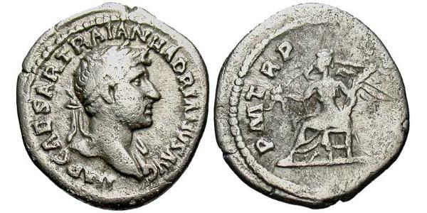 1 Quinarius Impero romano (27BC-395) Argento Adriano (76 - 138) 