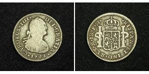 1 Real Vicereame della Nuova Spagna (1519 - 1821) Argento Carlo IV di Spagna (1748-1819)