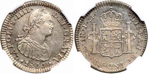 1 Real Vizekönigreich Neuspanien (1519 - 1821) Silber Karl IV (1748-1819)