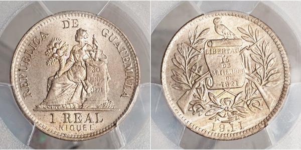 1 Real Republic of Guatemala (1838 - ) Silver 