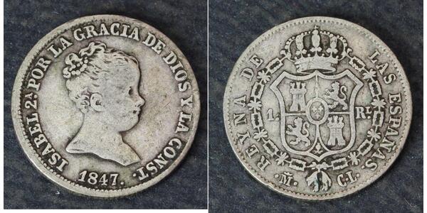 1 Real Spain Silver Isabella II of Spain (1830- 1904)