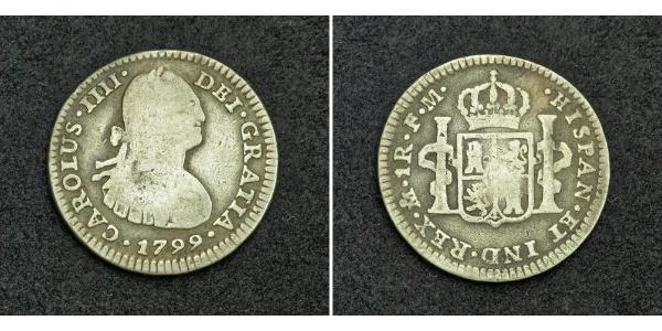 1 Real Spanish Mexico  / Kingdom of New Spain (1519 - 1821) Silver Charles IV of Spain (1748-1819)