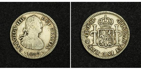 1 Real Spanish Mexico  / Kingdom of New Spain (1519 - 1821) Silver Charles IV of Spain (1748-1819)