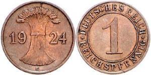 1 Reichpfennig / 1 Pfennig República de Weimar (1918-1933) Bronce 