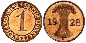 1 Reichpfennig / 1 Pfennig República de Weimar (1918-1933) Bronce 