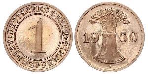 1 Reichpfennig / 1 Pfennig Weimar Republic (1918-1933) Bronze 