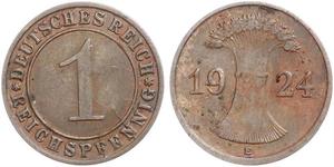 1 Reichpfennig / 1 Pfennig Weimar Republic (1918-1933) Bronze 