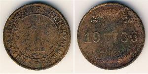 1 Reichpfennig / 1 Pfennig 魏瑪共和國 (1919 - 1933) 青铜 