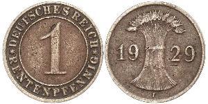 1 Reichpfennig / 1 Pfennig 魏瑪共和國 (1919 - 1933) 青铜 