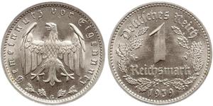 1 Reichsmark Germania nazista (1933-1945) Nichel 